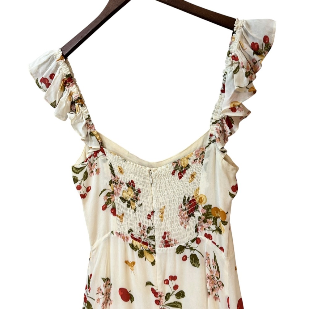Reformation Bondi Midi Sundress 6 Floral Fruity Georgette Romantic Wedding Guest - Picture 6 of 11
